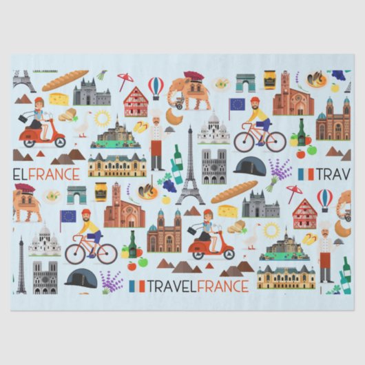 France Travel Icons Design 薄葉紙 (正面)