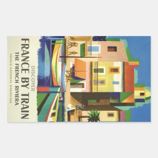 FRANCE Vintage Travelスタンプ 長方形シール (正面)