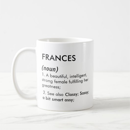 Frances name, Editable name, Custom name コーヒーマグカップ (左)