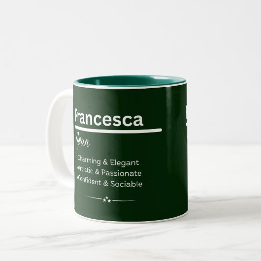 Francesca Personalized Name Coffee Mug ツートーンマグカップ (正面左)