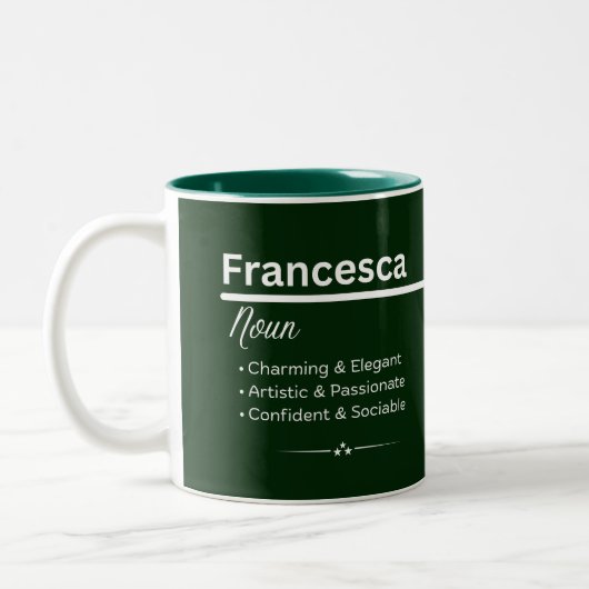 Francesca Personalized Name Coffee Mug ツートーンマグカップ (左)