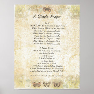 FRANCIS= ST FRANCIS法皇のシンプルPRAYER=Butterfly ポスター