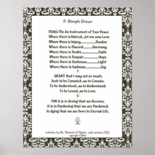 FRANCIS= ST FRANCIS法皇のシンプルPRAYER=Filigree ポスター