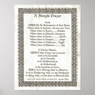 FRANCIS= ST FRANCIS法皇のシンプルPRAYER=Parchment ポスター