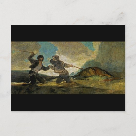 Francisco Goya c 1820によるCudgelsとの戦い ポストカード (正面)