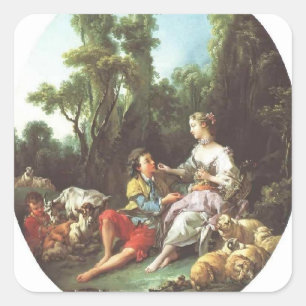Francois Boucher -ブドウについて考える彼ら スクエアシール