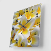 Frangipaniのプルメリアの花の写真 スクエア壁時計 (傾斜)