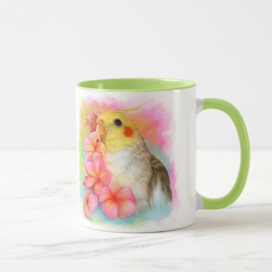 frangipaniを持つCockatiel マグカップ (右)