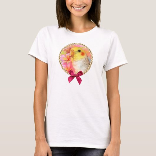 frangipaniを持つCockatiel Tシャツ (正面)