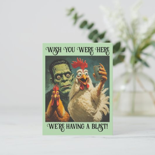 “Frank & His Peeps” Cheesy Chicken ポストカード (スタンド正面)