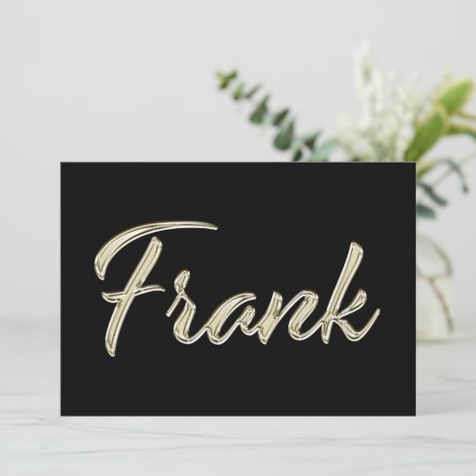 Frank Name white gold Handwriting Karte カード (スタンド正面)