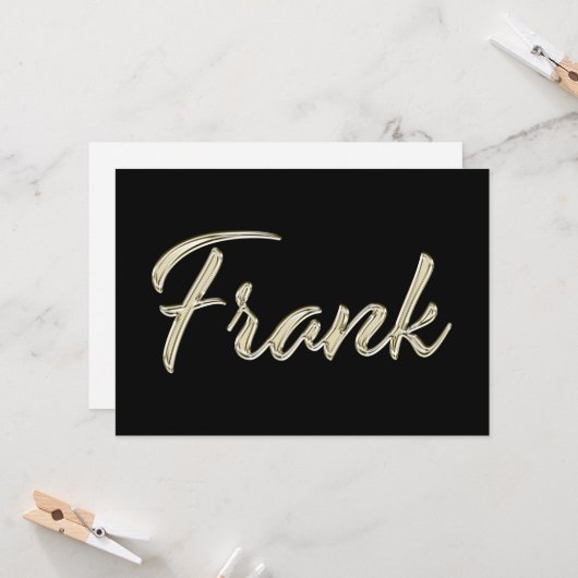 Frank Name white gold Handwriting Karte カード (正面/裏面インサイチュ)