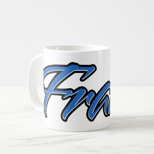 Frank Vorname Name blue Tasse Kaffeetasse コーヒーマグカップ (正面左)