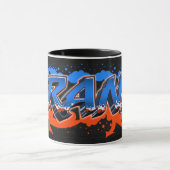 Frank Vorname Name Graffiti blue orange Tasse マグカップ (中央)