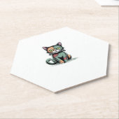 FrankenCatオーバーサイズTシャツ ペーパーコースター (アングル)