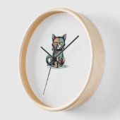 FrankenCatオーバーサイズTシャツ 壁時計 (傾斜)