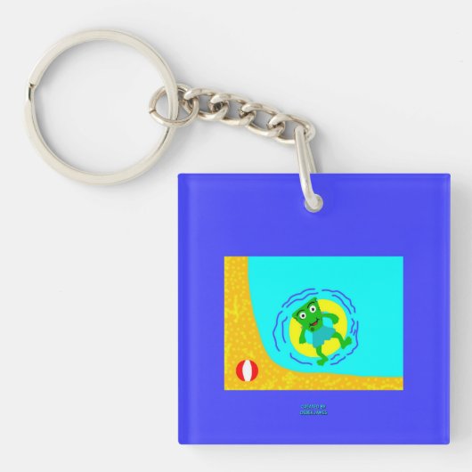 FrankenCheeseの夏の正方形Keychain キーホルダー (正面)