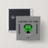 FrankenCheeseは音楽正方形ボタンに聞きます 缶バッジ (正面&裏面)