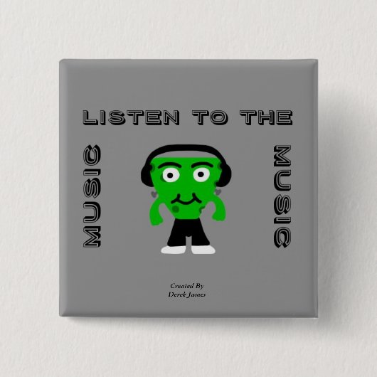 FrankenCheeseは音楽正方形ボタンに聞きます 缶バッジ (正面)