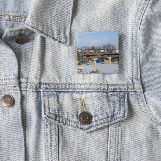 Frankenmuthミシガン州は木橋ボタンを覆いました 缶バッジ (インサイチュ)