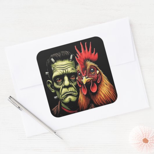 "Frankenstein & Earl" Chessy Chicken Selfies スクエアシール (封筒)