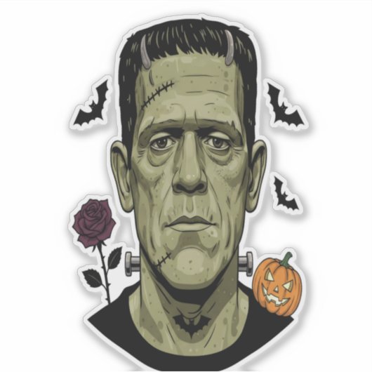 Frankenstein Halloween Illustration Creepy シール (正面)