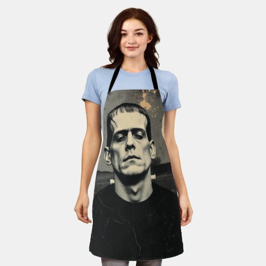 Frankenstein Monster Halloween エプロン (着用した状態)