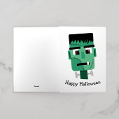 Frankenstein Monster's Head 箔グリーティングカード (外側レイダウン)