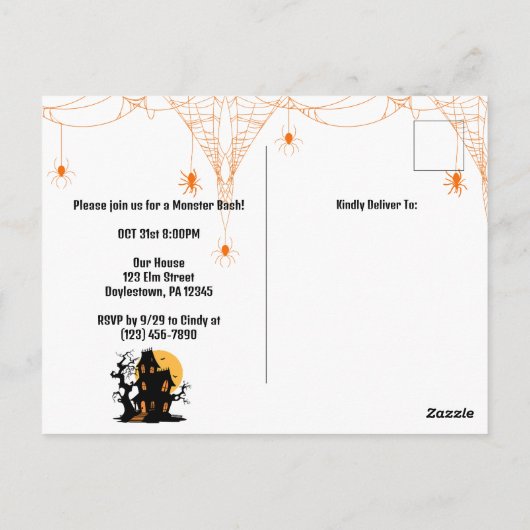 Frankenstein Mummy Grim Reaper Cute Cat Halloween ポストカード (裏面)