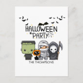Frankenstein Mummy Grim Reaper Cute Cat Halloween ポストカード (正面)