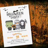 Frankenstein Mummy Grim Reaper Cute Cat Halloween 招待状