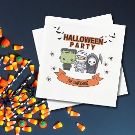 Frankenstein Mummy Grim Reaper Spooky Halloween スタンダードランチョンナプキン