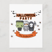 Frankenstein Mummy Grim Reaper Spooky Halloween ポストカード (正面)