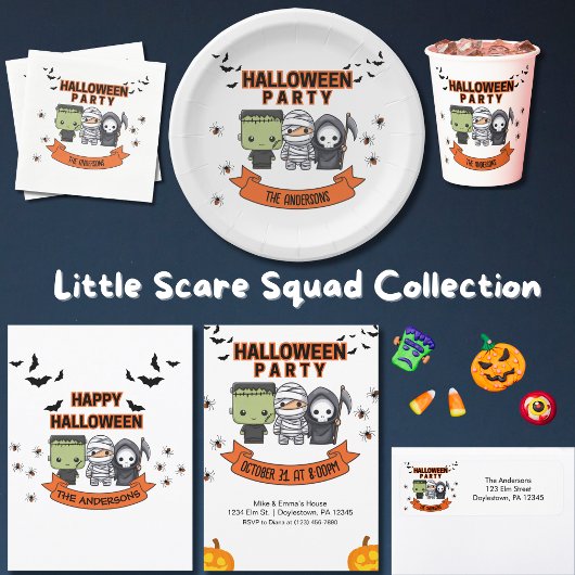 Frankenstein Mummy Grim Reaper Spooky Halloween ポストカード