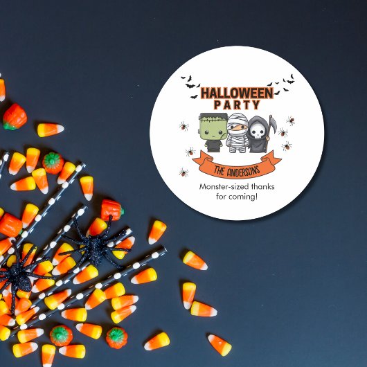 Frankenstein Mummy Grim Reaper Spooky Halloween ラウンドシール