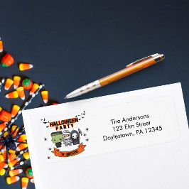 Frankenstein Mummy Grim Reaper Spooky Halloween ラベル