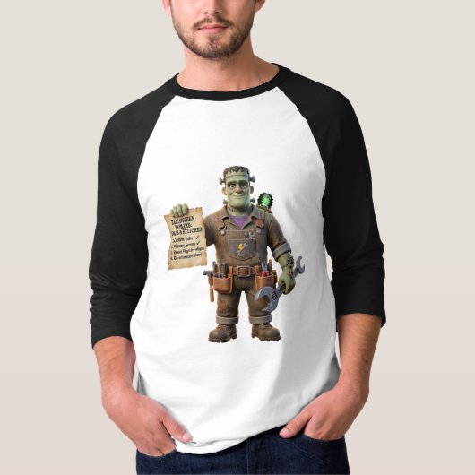 Frankenstein Repair Mechanic Funny Halloween Ragla Tシャツ (正面)