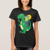 Frankenstein Riding Rex Cool Dinosaur Halloween Co Tシャツ (正面)