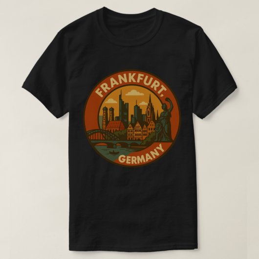 Frankfurt German Skyline Tシャツ (デザイン正面)