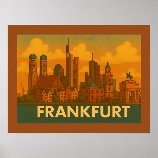 Frankfurt Germany City Art ポスター (正面)