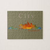 Frankfurt Germany City Watercolor Skyline Hq v1 ジグソーパズル (横)