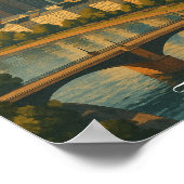 Frankfurt Germany Skyline Vintage Travel ポスター (角)