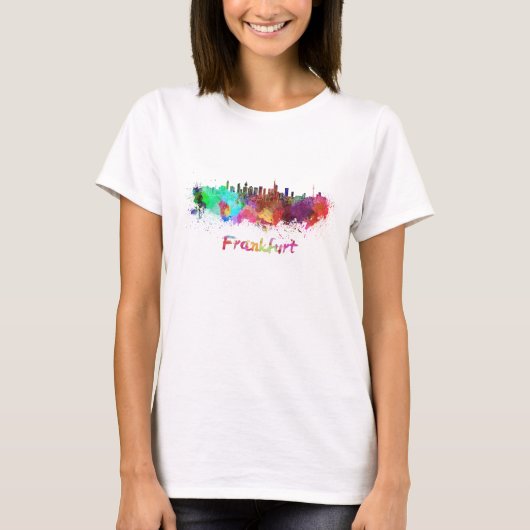 Frankfurt skyline in watercolor tシャツ (正面)