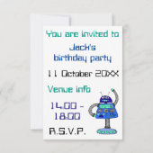 Frankieのロボット: 白の青 招待状 (裏面)