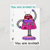 Frankie Robot：白のピンク 招待状 (正面/裏面)