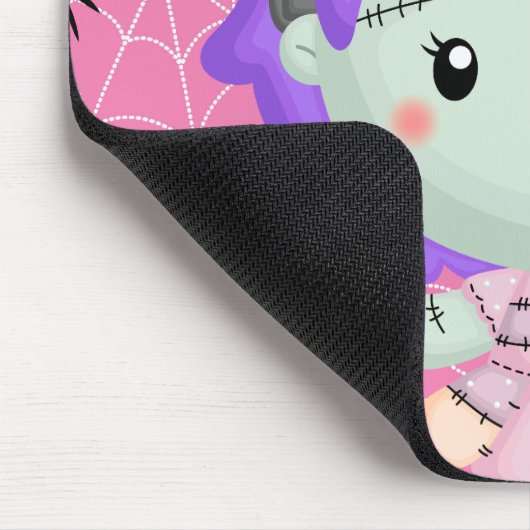 Frankie the Fabric Monster Pink Spiderweb Mouse Pa マウスパッド (コーナー)