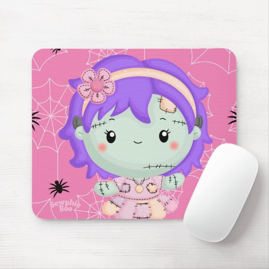 Frankie the Fabric Monster Pink Spiderweb Mouse Pa マウスパッド (マウス)