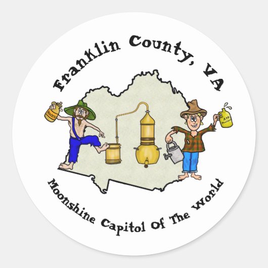 Franklin County, VA Moonshine Stickers ラウンドシール (正面)