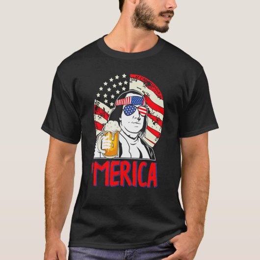 Franklin Merica  4th of July Merica Men Boys Ameri Tシャツ (正面)