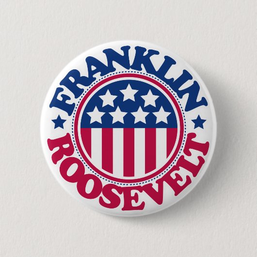 Franklin Roosevelt米国の大統領 缶バッジ (正面)